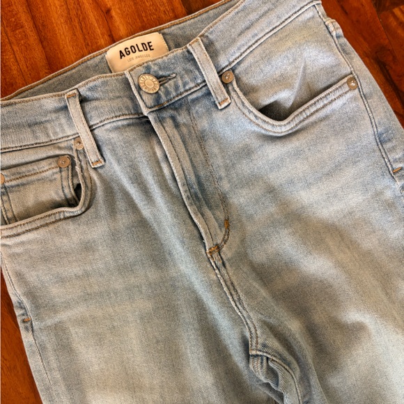 Agolde Sophie Light Wash Raw Hem Denim Jeans 24 Waist 00 Ankle - Picture 9 of 12